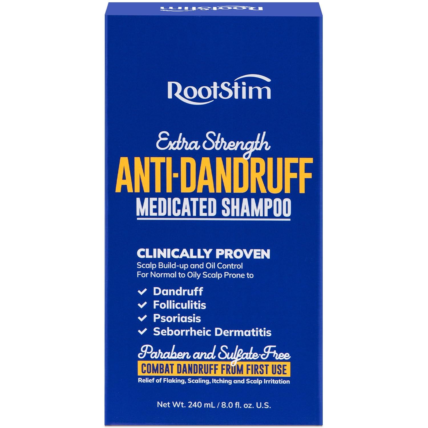 RootStim Anti-Dandruff Shampoo for Seborrheic Dermatitis and Folliculitis: Anti-Fungal Medicated Shampoo for Scalp Problems - Psoriasis Itchy and Oily Scalp Relief for Men &amp; Women Sulfate Free