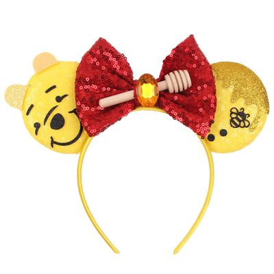 BPNHNA Bee Mouse Ears Headband Sequin Bow Hairband Honey Hair Hoop Costume Headwear for Women Girls Party Cosplay