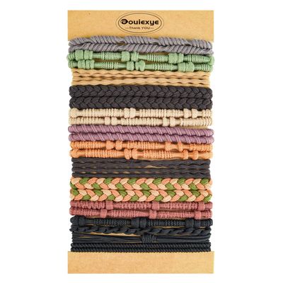 Bouiexye Boho Hair Accessories for Women: 24PCS Hair Tie Bracelets, 6 Styles, 10 Colors, No Damage for Thick Hair
