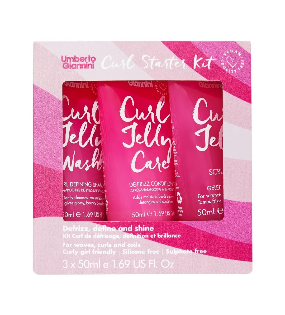Umberto Giannini Curl Jelly Starter Kit - Travel Size Curl Scrunching Jelly, Shampoo &amp; Conditioner