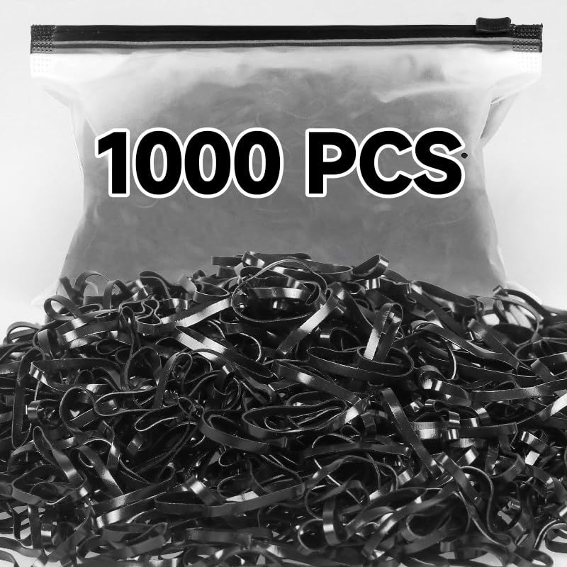 1000 pcs Elastic Hair Rubber Bands Mini Rubber Bands.Soft Small Hair Ties for Girls, Elastic Ponytail Accessories, Baby Hair Styling (Black)