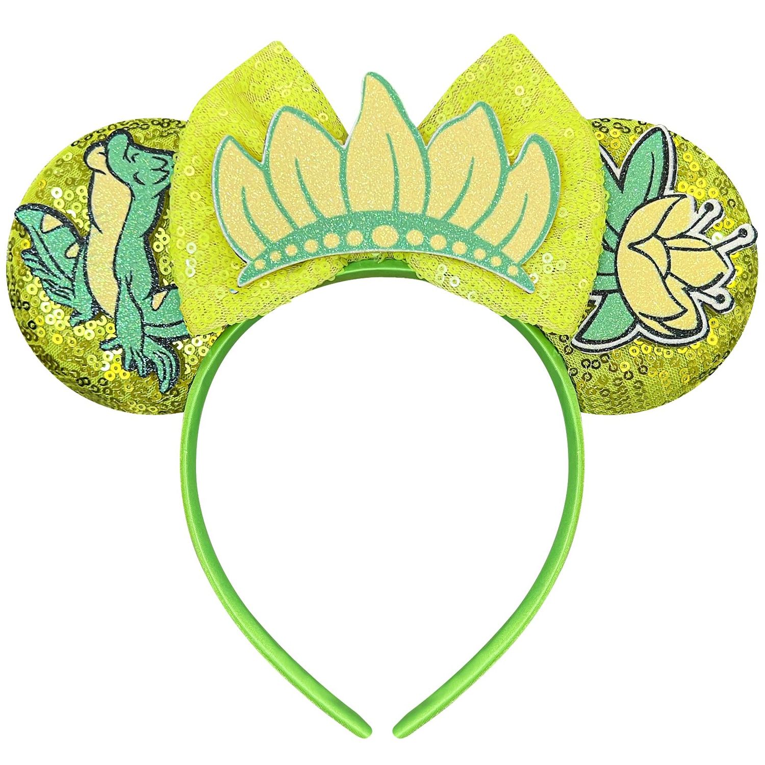 Bmobuo Princess Mouse Ears Headband for Women Green Frog Mouse Ears for Adult Park Ears