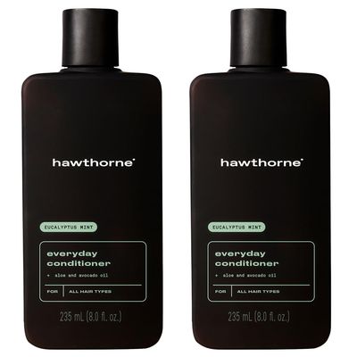 Hawthorne Men&#39;s Everyday Conditioner. For Stronger, Smoother, Healthier Hair with Plant-Derived Glycerin. Mint and Eucalyptus Scent. Natural, Sulfate Free, Paraben Free. 2-Pack.