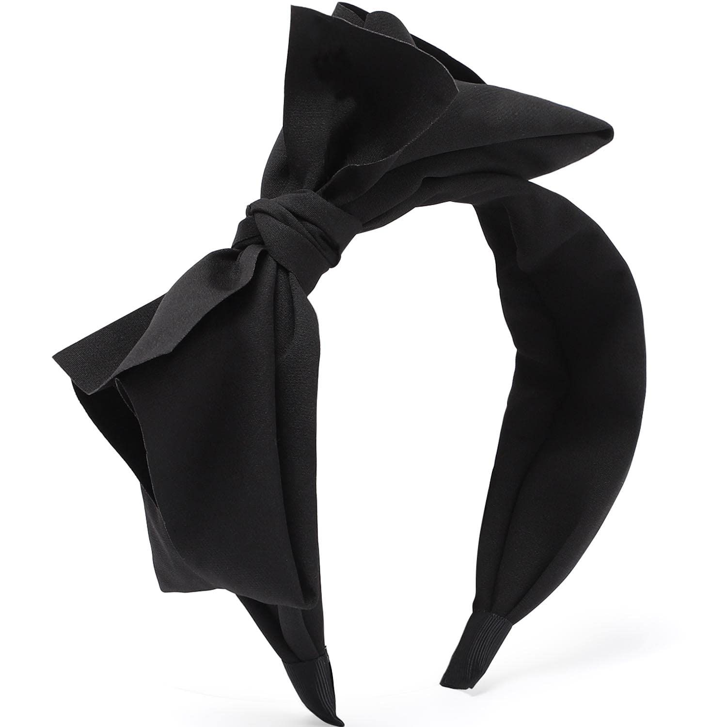 WantGor Women&#39;s Wide Turban Headbands with Knotted Bowknot Hair Hoop and Bows Accessories (Black)