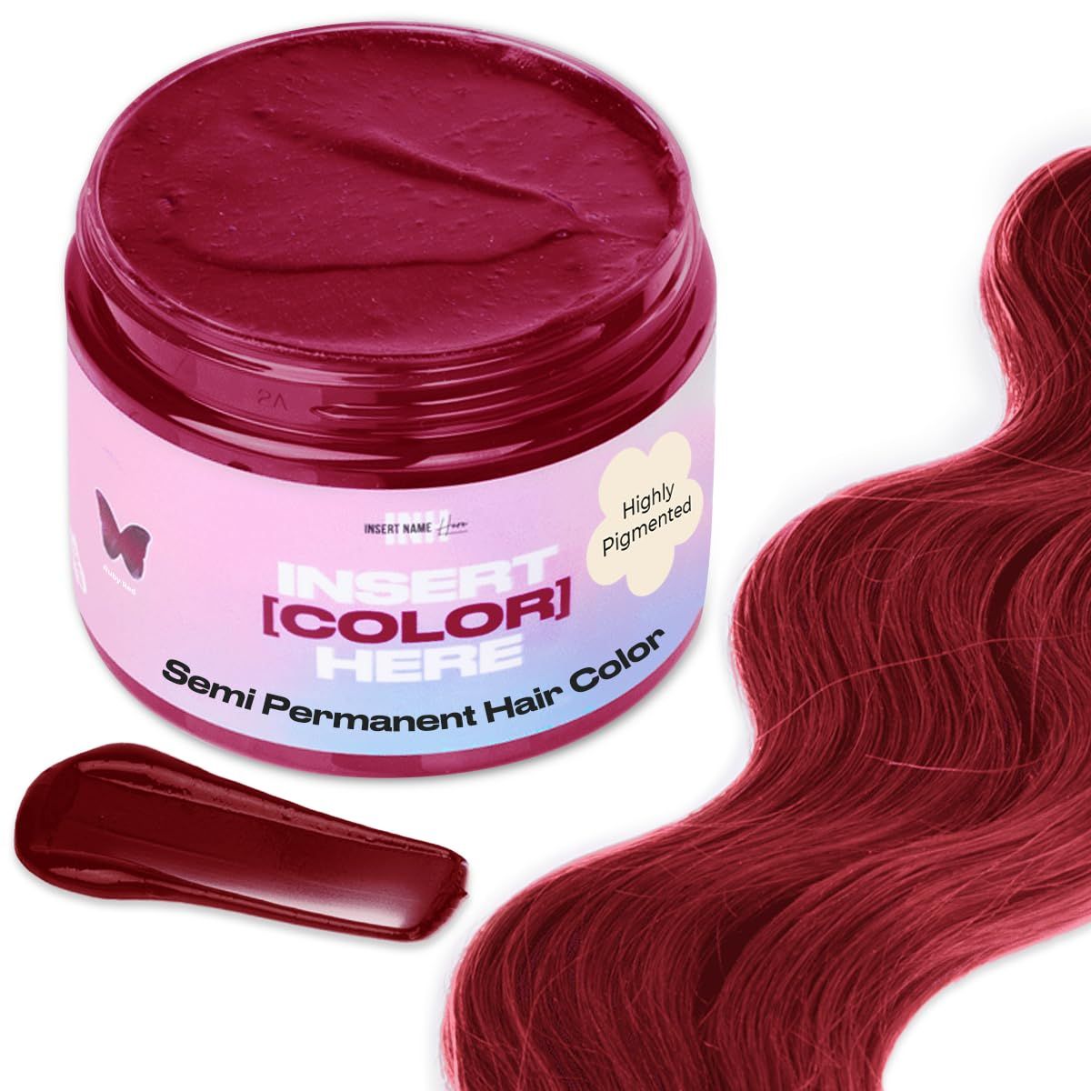 INH Semi Permanent Hair Color | Color Depositing Conditioner | Ruby Red Hair Dye | No Bleach &amp; No Peroxide Temporary Tint for Women &amp; Men | Vegan, Ammonia Free, &amp; Sulfate Free | Ready to Use, 6oz