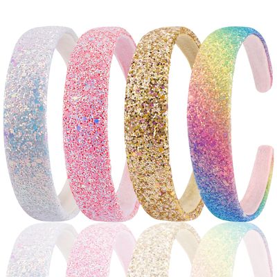 Vovii Glitter Headbands for Girls, Sparkly Sequin Headband Hairbands for Girls Headbands Non-slip, Cute Bling Headbands Hair Accessories For Toddler