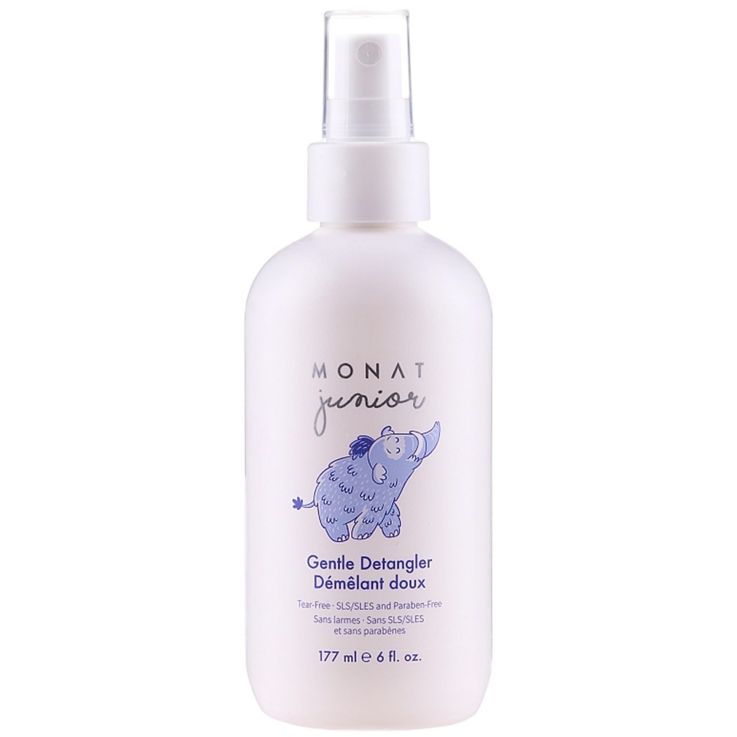 MONAT Junior Gentle Detangler - Safe and tear free Hair Detangler Spray for children. All Natural Tear-free, Sulfate &amp; Paraben-free- Net Wt. 177 ml e / 6 fl. Oz.
