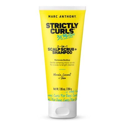 Marc Anthony 2-in-1 Scalp Scrub and Shampoo, Strictly Curls - Deep Cleansing &amp; Exfoliating Shampoo for Curly Hair Removes Buildup with Coconut Oil, Marula Oil, Shea Butter &amp; Bentonite Clay - 7.05 Oz