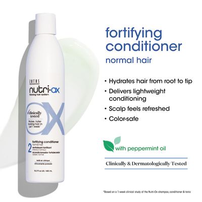 NUTRI-OX Fortifying Conditioner Normal for Thinning Hair | Thicker, Fuller-Looking Hair | Clinically &amp; Dermatologically Tested | Peppermint | Color-Safe | 15.2 Fl Oz