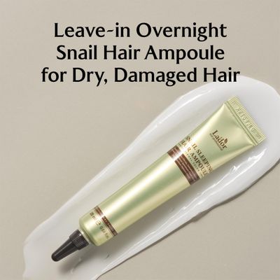 LA'DOR Snail Sleeping Hair Ampoule Serum - Intensive Overnight Leave-In Mask - Treatment for Frizzy Dry Damaged Thinning Hair Korean Haircare LADOR