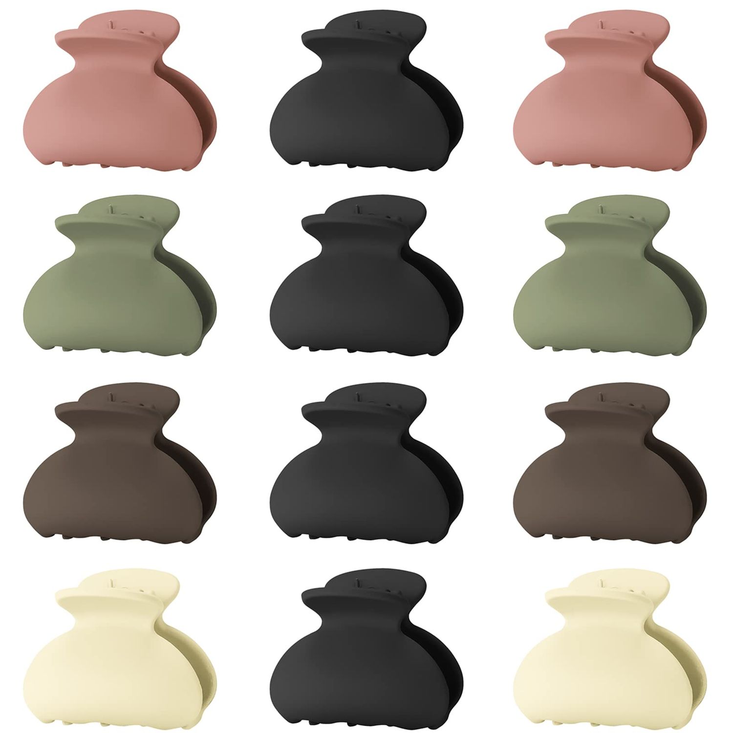 12 Pack Small Hair Claw Clips for Women Thin Fine Short Hair, 1.5 Inch Lolalet Cute Medium Size Jaw Clips Acrylic No Slip Hair Clamps Mini for Girls Kids -Style B