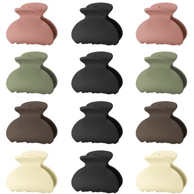 12 Pack Small Hair Claw Clips for Women Thin Fine Short Hair, 1.5 Inch Lolalet Cute Medium Size Jaw Clips Acrylic No Slip Hair Clamps Mini for Girls Kids -Style B