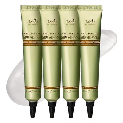 LA&#39;DOR Snail Sleeping Hair Ampoule Serum - Intensive Overnight Leave-In Mask - Treatment for Frizzy Dry Damaged Thinning Hair Korean Haircare LADOR