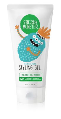 Fresh Monster Kids Hair Styling Gel, Medium Hold Alcohol-Free, Natural Hair Gel for Kids &amp; Toddlers (6oz.)