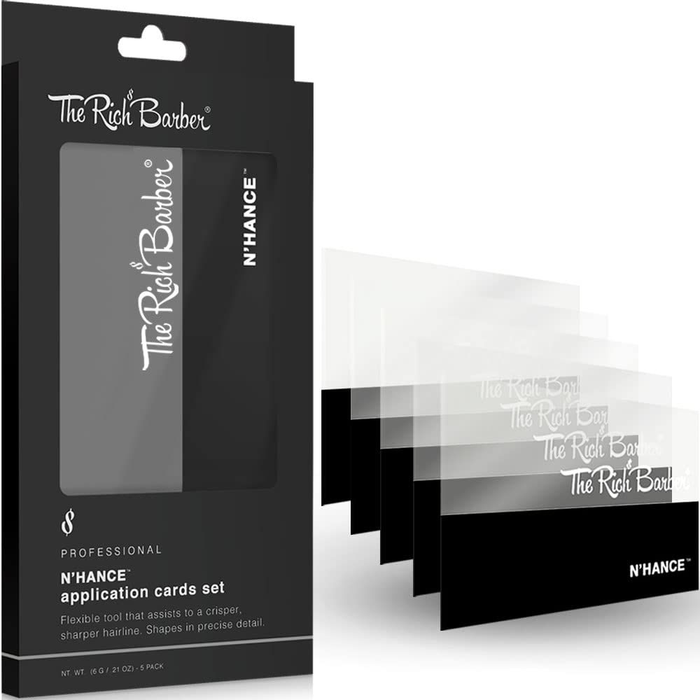 The Rich Barber N&#39;Hance Hair Building Fiber Application Cards, 5 Pack - Hairline Line Up &amp; Enhancement Applicator Tool - Works with All Hair Building Fibers - For Barbers &amp; Personal Use