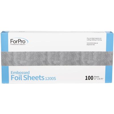 ForPro Professional Collection Embossed Foil Sheets 1200S, Aluminum Foil, Pop-Up Dispenser, for Hair Color Application and Highlighting Services, Food Safe, 12 W x 10.75 L, 100-Count