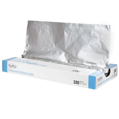 ForPro Professional Collection Embossed Foil Sheets 1200S, Aluminum Foil, Pop-Up Dispenser, for Hair Color Application and Highlighting Services, Food Safe, 12 W x 10.75 L, 100-Count