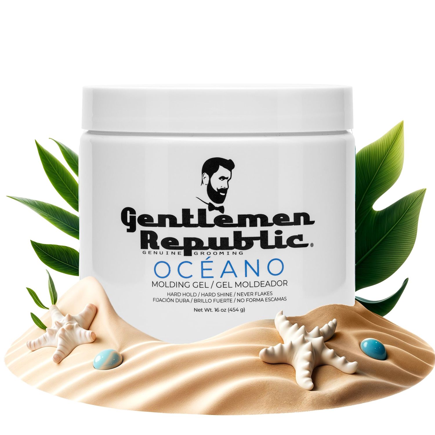 Gentlemen Republic Oceano Men&#39;s Hair Gel 16oz - Strong Touchable Hold and High Shine Styling Gel for Hair, 100% Alcohol-Free Professional Formula with Fresh Scent, Mens Hair Product Made in USA