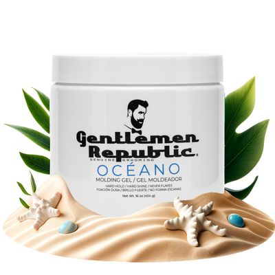 Gentlemen Republic Oceano Men&#39;s Hair Gel 16oz - Strong Touchable Hold and High Shine Styling Gel for Hair, 100% Alcohol-Free Professional Formula with Fresh Scent, Mens Hair Product Made in USA
