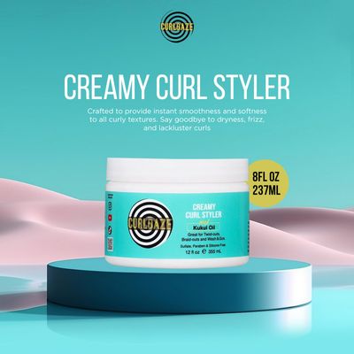 Curldaze Creamy Curl Styler with Kukui Oil, Vitamins A, C, and E. Moisturizing and Styling Curl for Curly Hair, Great for Twist-Outs, Braid Outs, Wash & Gos, Shines, Intensely Moisturizes