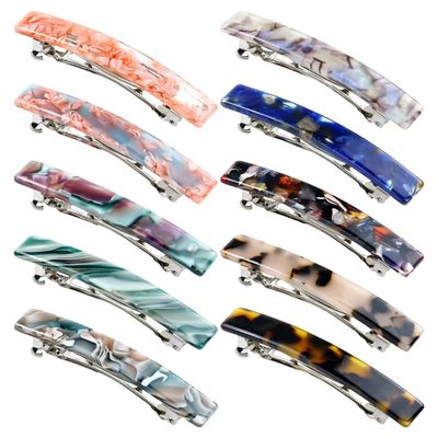 Cinaci 10 Pack 7.5cm/3&quot; Vintage Tortoise Shell Acetate French Hair Barrettes Automatic Spring Clips Hair Pins Accessories for Women Girls Thin Thick Hair