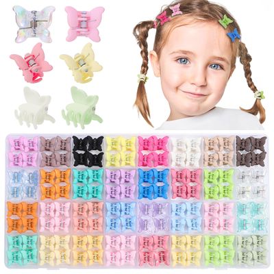 128 Pack Small Butterfly Hair Clips, 32 Colors Mini Claw Clips Hair Accessories for Toddler Baby Girls Women, Cute Hair Clips with Box Back to School Gift Halloween Christmas Gift