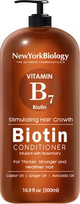 New York Biology Biotin Conditioner for Hair Growth and Thinning Thickening Formula for Hair Loss Treatment For Men &amp; Women Anti Dandruff - 16.9 fl Oz