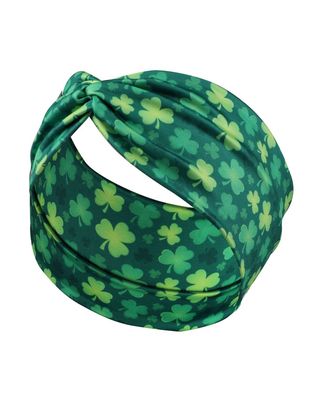 BBTDIN St Patrick&#39;s Turban for Women Shamrock Headband Green Girls Hair Band Headwarp JHSP40 (Green)