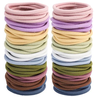 Sderoq 50PCS Womens Elastics Hair Tie, 4mm Colorful Ponytail Holders Hair Bands for Medium to Thick Hair, Curly Hair