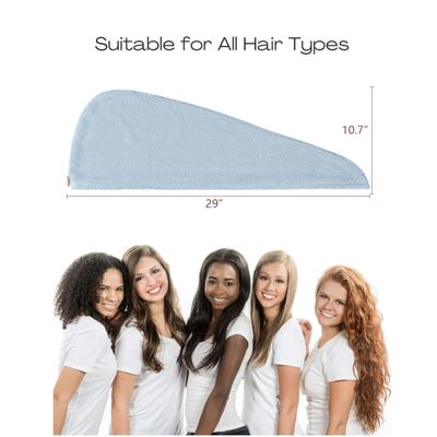 ROLSHOL Extra Large 4 Pack Microfiber Hair Towel Wrap for Women Super Absorbent &amp; Quick Dry Hair Drying Towels with Button, Hair Turbans for Curly Hair Long &amp; Short Hair - Anti-Frizz
