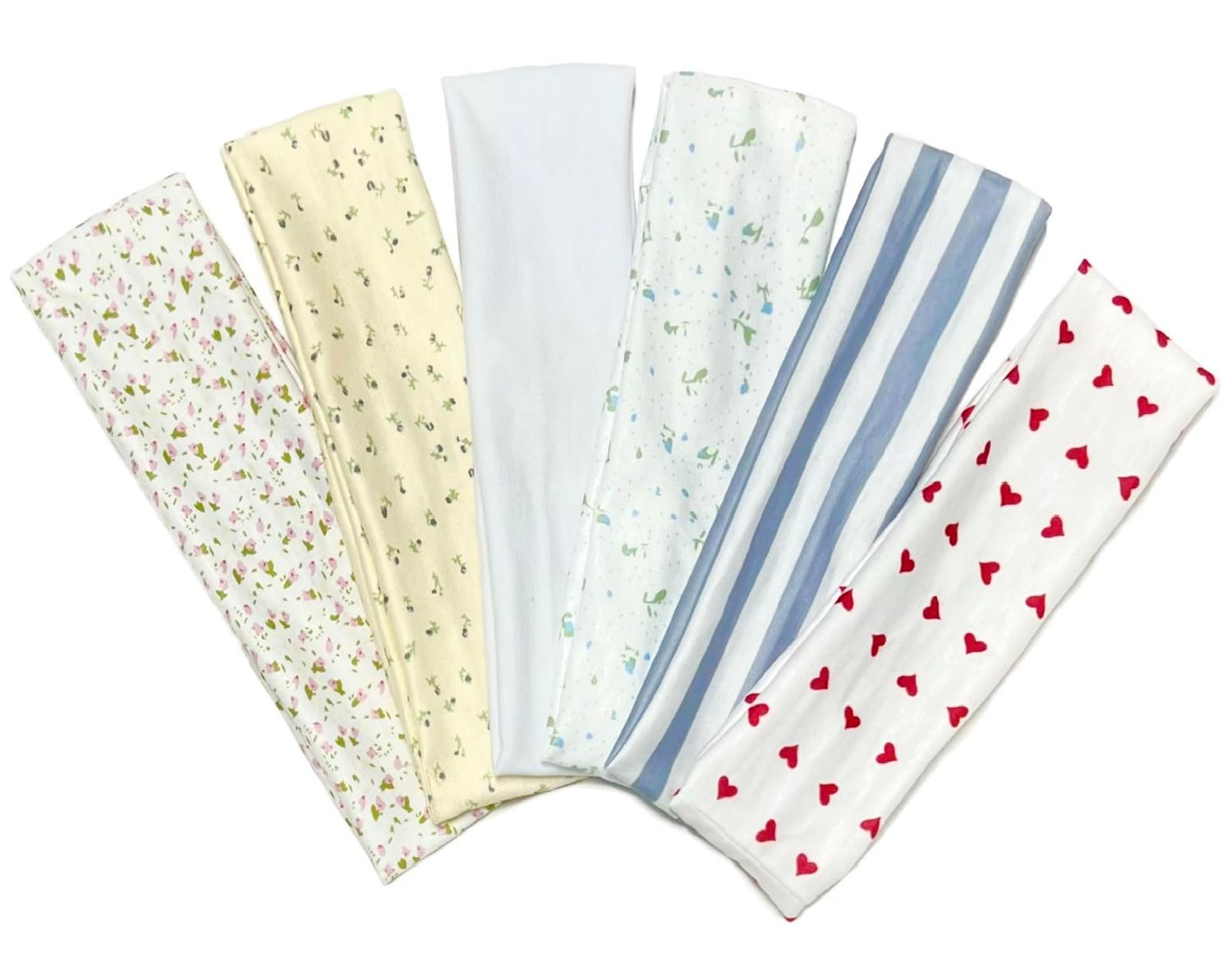 TERSE Fashion Women&#39;s Headbands for Short Hair Non Slip Elastic Floral Hairbands, Soft Fabric 2 Inches Thick Stripe Head Bands for Girls, Valentine&#39;s Day Heart Headbands