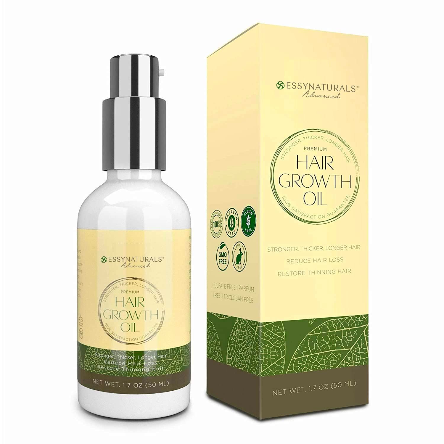 Essynaturals Hair Growth Oil with Biotin - Caffeine and Castor Oil for Fuller, Thicker, Longer Hair