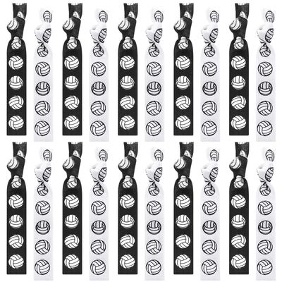 Hanaive 20 Pcs Volleyball Hair Ties Hair Accessories Ponytail Holders Bracelets No Crease Ribbon Volleyball Gifts for Team Girls Women Player(Black, White)