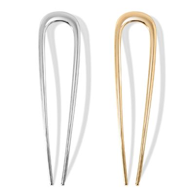 2Pcs French Hair Pins for Thick Hair, Metal French Twis Hair Pins for Women Girls, U-Shaped French Pin for Buns, 5.5 Inches Large French Pins Hairstyle Accessories (Silver, Gold)