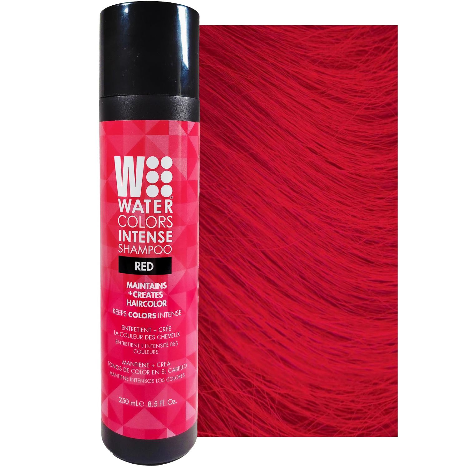 Watercolors INTENSE Semi Permanet Color Depositing Shampoo. Sulfate &amp; Paraben Free to Maintain &amp; Enhance Hair Color 8 fl oz - RED (1 Count)