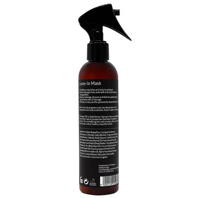 Gold Series Leave-In Hair Mask - Argan Oil Hair Mask Enriched with Keratin - Nourishing and Gently Detangling Leave In Conditioner Spray For Curly Frizzy or Damaged Hair, 8.4 Fl.oz