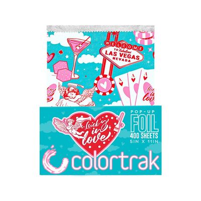 Colortrak Lucky In Love Pop-up Foil W/Dispenser (400 Count), Pre-cut Sheets, Non-Slip Embossed Texture, 5&quot; x 11&quot; Sheets for Hair Foil Coloring and Highlighting Sheet Applications