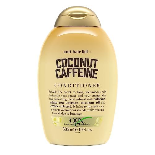 OGX Anti-Hair Fall + Coconut Caffeine Strengthening Conditioner with Caffeine, Coconut Oil &amp; Coffee Extract, 13 Fl Oz