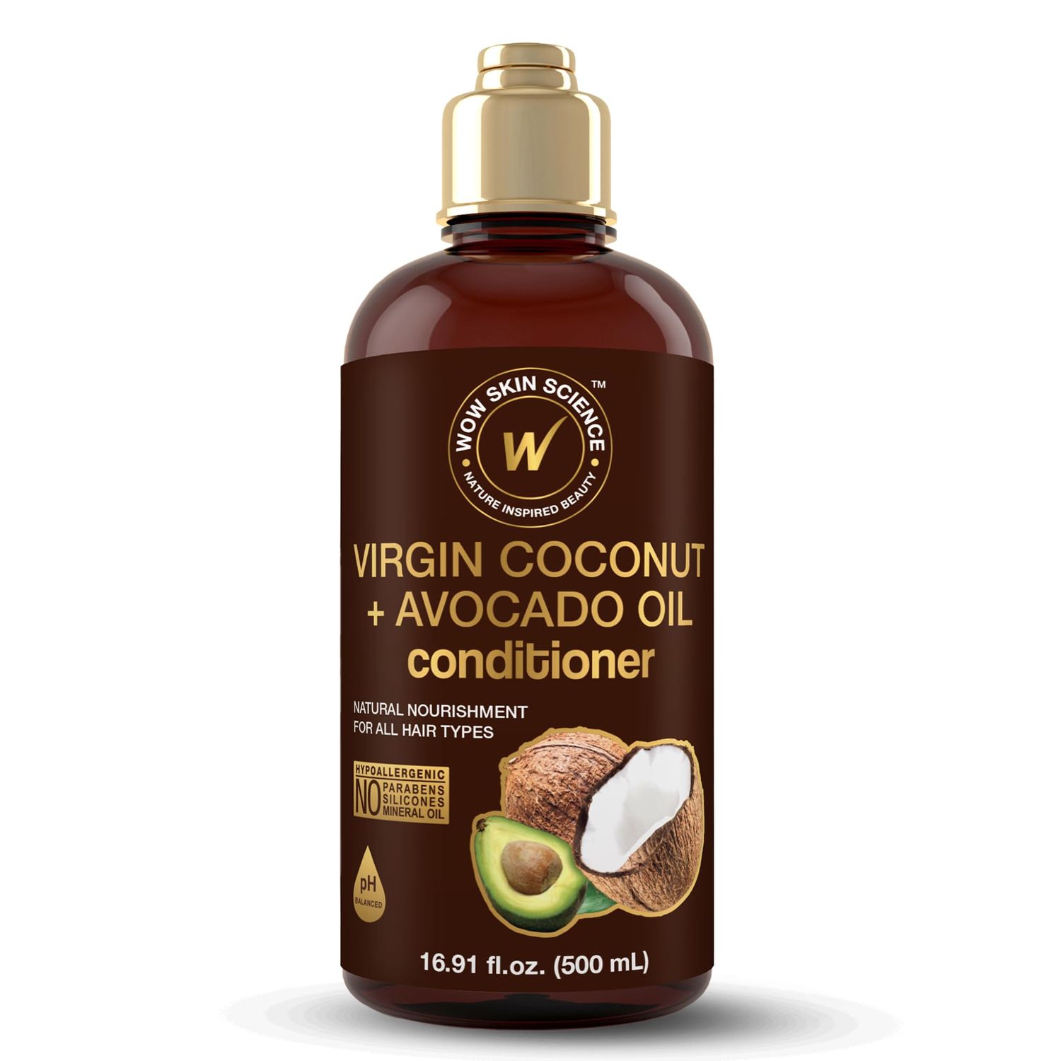 WOW Hair Conditioner - Coconut &amp; Avocado Oil - Restore Dry, Damaged Hair - Increase Gloss - Reduce Split Ends, Frizz - Sulfate, Silicones, Paraben Free - All Hair Types, Adults &amp; Children - 500 mL