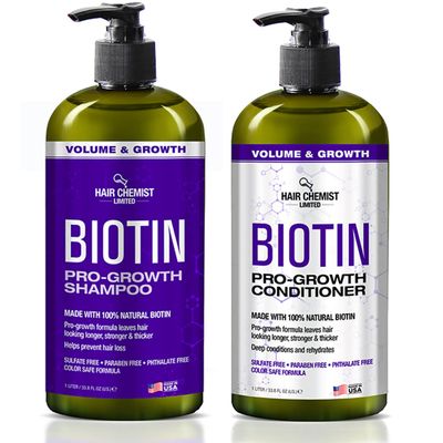 Hair Chemist Biotin Pro-Growth Shampoo &amp; Conditioner Set - Includes 33.8oz Shampoo &amp; 33.8oz Conditioner