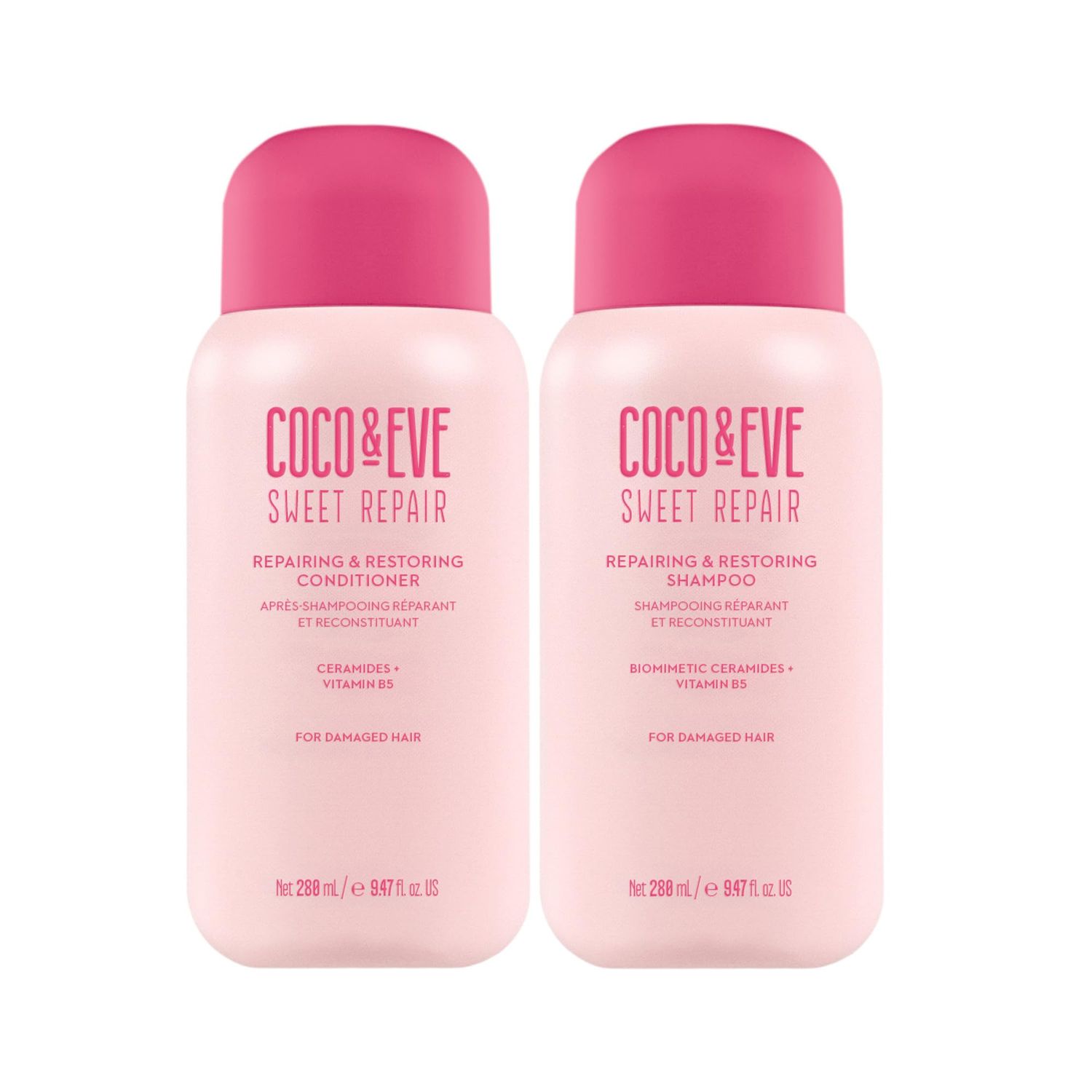 Coco &amp; Eve Repair &amp; Restore Shampoo &amp; Conditioner Bundle. Hydrating &amp; Strengthening Set for Damaged, Color Treated Hair. Deeply Nourish, Reduce Split Ends &amp; Breakage for Healthy Hair. (18.94 Fl Oz)
