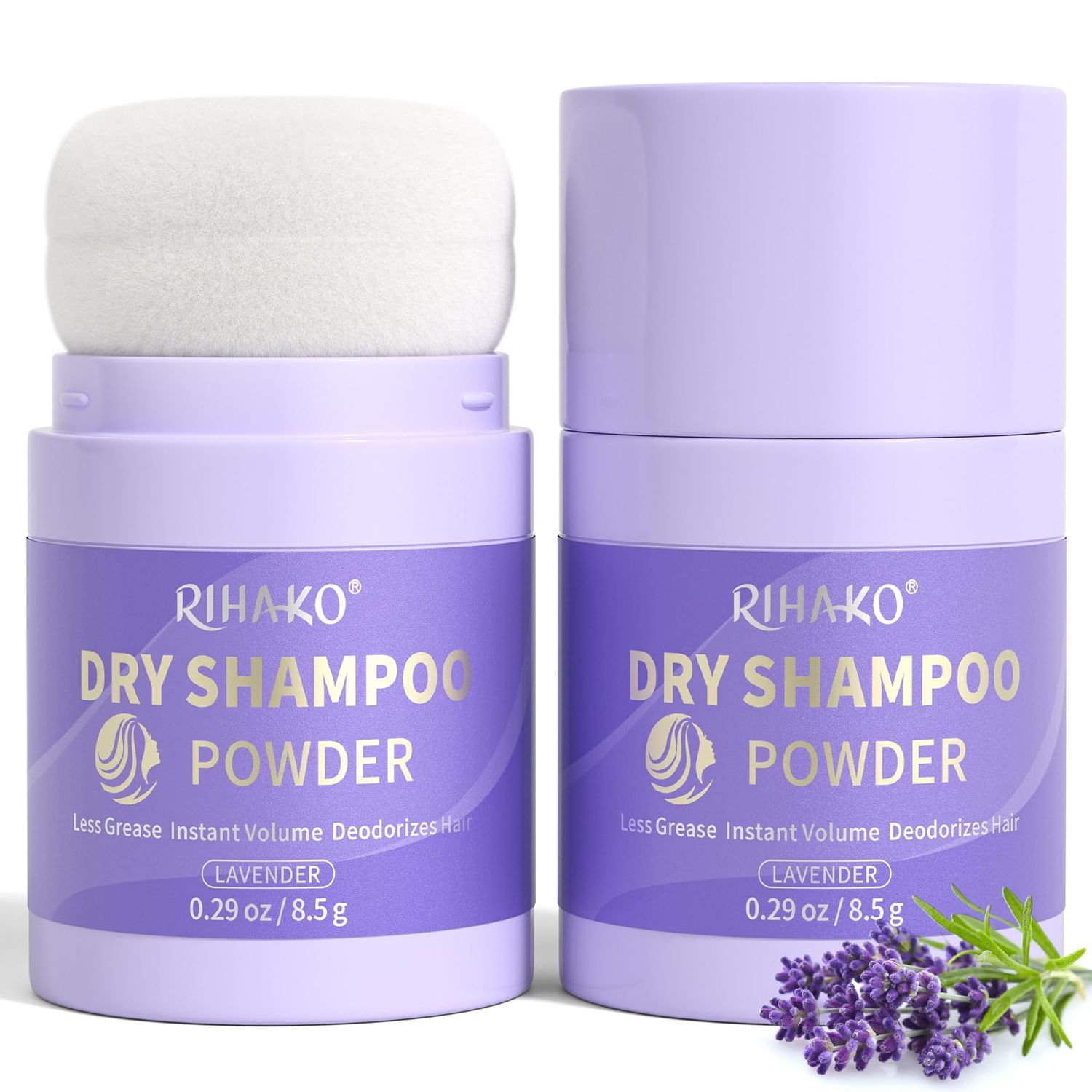 RIHAKO Dry Shampoo Powder for Women &amp; Men | Volumizing| No White Cast| Paraben &amp; Benzene Free, Non Aerosol | For All Hair Colors, Talc Free | Lavender Oil Scent |Travel Size Dry Shampoo 0.58Oz