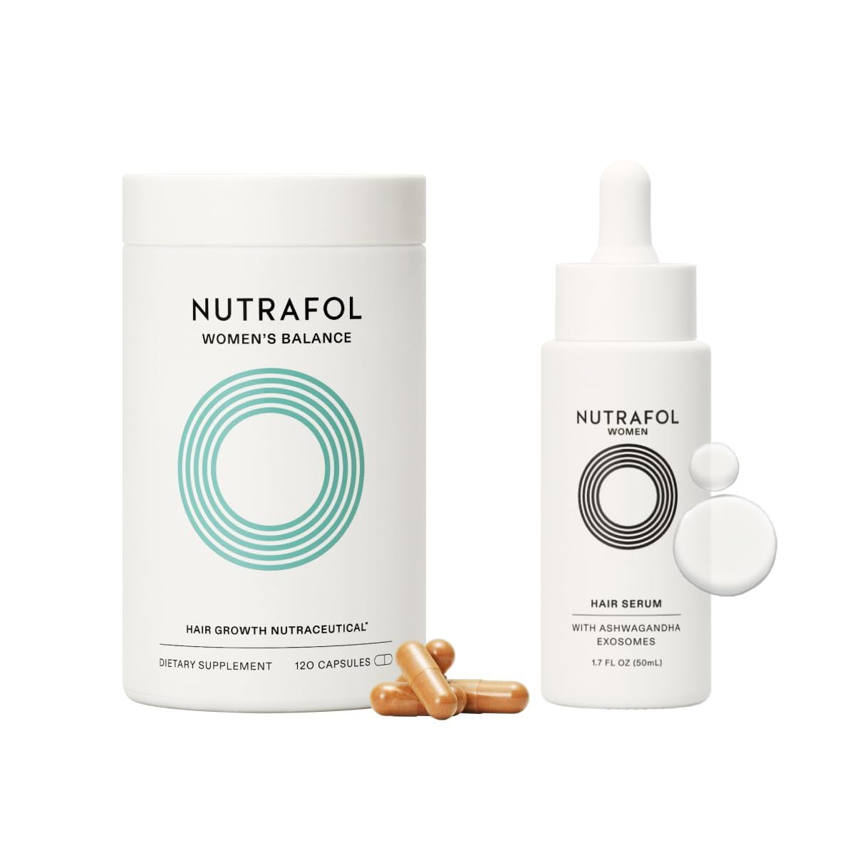 Nutrafol Women&#39;s Balance Hair Growth Supplement and Hair Serum, Ages 45 and Up, Clinically Tested for Visible Thickness and Strength - 1 Month Supply, 1.7 Fl Oz Bottle