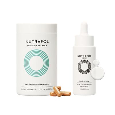 Nutrafol Women&#39;s Balance Hair Growth Supplement and Hair Serum, Ages 45 and Up, Clinically Tested for Visible Thickness and Strength - 1 Month Supply, 1.7 Fl Oz Bottle