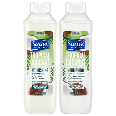 Suave Shampoo &amp; Conditioner Set, Tropical Coconut - Everyday Nourishing Formulas with Coconut Extract &amp; Vitamin E, 22.5 Oz Ea (2 Piece Set)