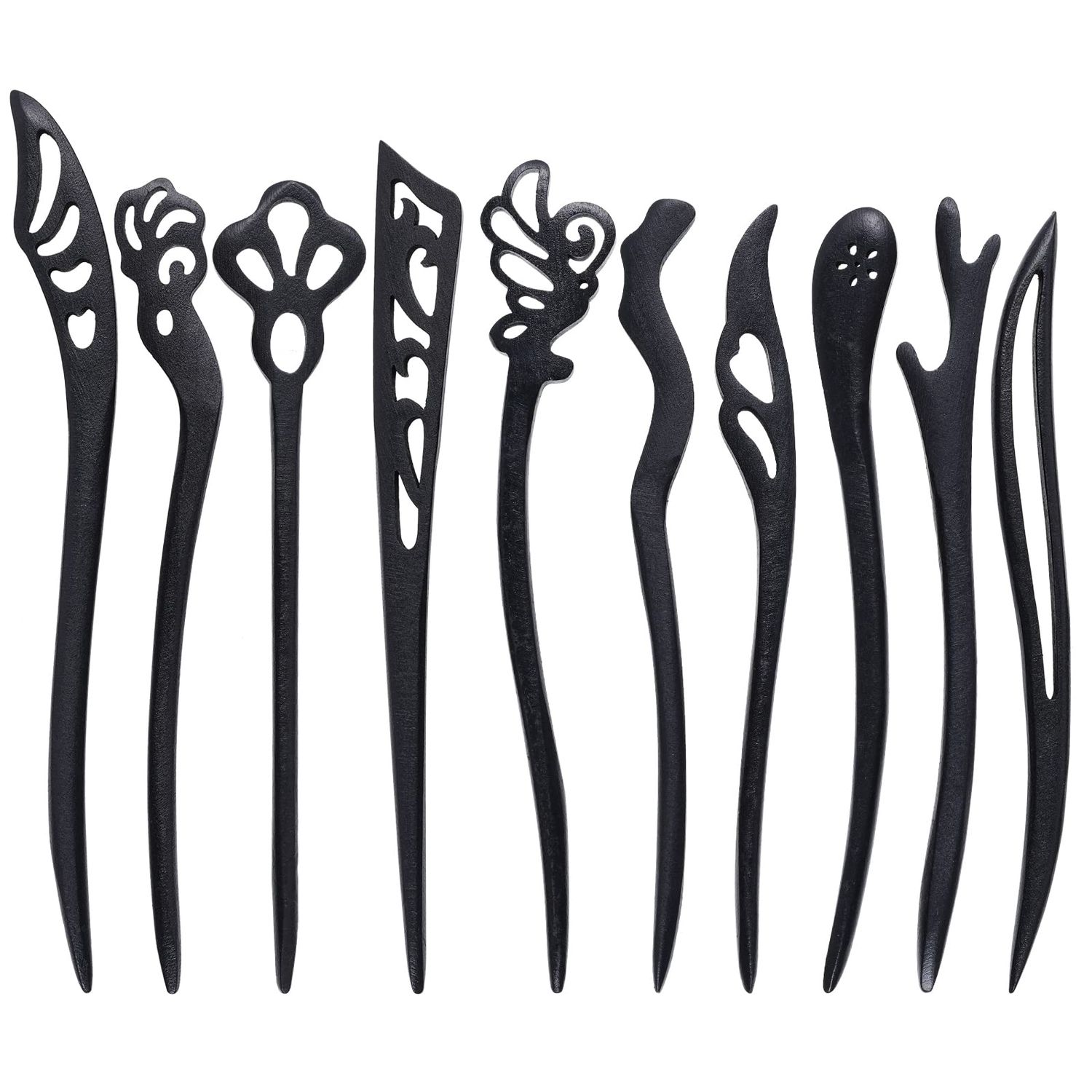 Miayon 10 Pieces Wooden Hair Sticks Chinese Chignon Japanese Hair Chopsticks Wooden Hair Pins for Long Hair Hair Sticks for Buns for Women Girls Handmade Hair Accessories