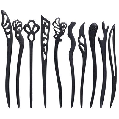 Miayon 10 Pieces Wooden Hair Sticks Chinese Chignon Japanese Hair Chopsticks Wooden Hair Pins for Long Hair Hair Sticks for Buns for Women Girls Handmade Hair Accessories