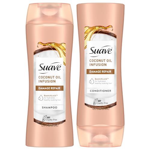 Suave Coconut Oil Infusion Shampoo and Conditioner Set, Damage Control Hydrating Shampoo &amp; Conditioner for Damaged Dry Hair, 12.6 Oz Ea (2 Piece Set)