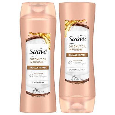 Suave Coconut Oil Infusion Shampoo and Conditioner Set, Damage Control Hydrating Shampoo &amp; Conditioner for Damaged Dry Hair, 12.6 Oz Ea (2 Piece Set)