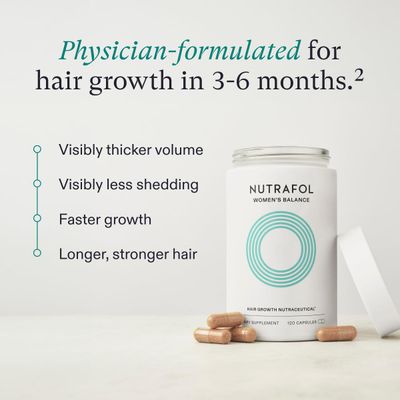 Nutrafol Women's Balance Hair Growth Supplement and Hair Serum, Ages 45 and Up, Clinically Tested for Visible Thickness and Strength - 1 Month Supply, 1.7 Fl Oz Bottle